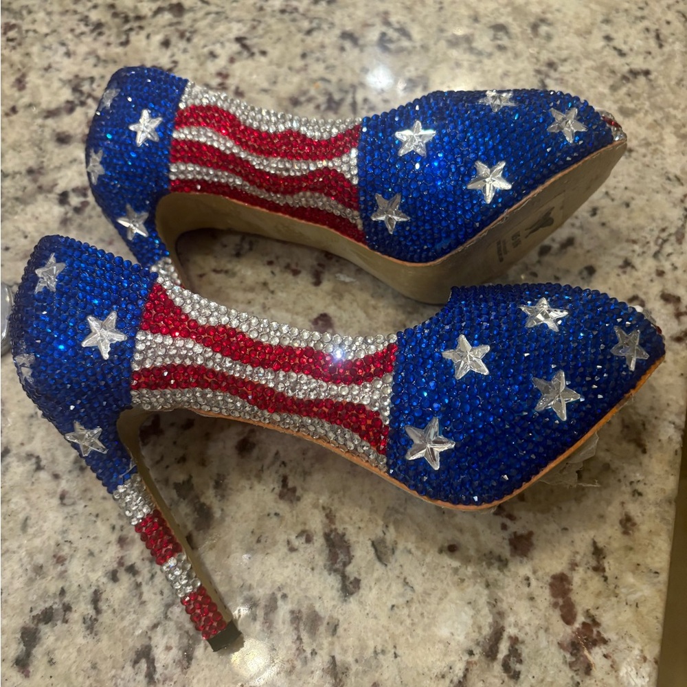 Marc Defang Patriotic Starry Peep Toe Heels - Picture 5 of 5